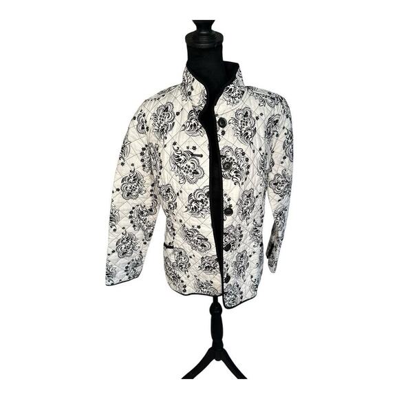 Croft & Barrow Jackets & Blazers - Croft & Barrow Reversible Quilted Jacket Black and White Floral or Solid size s
